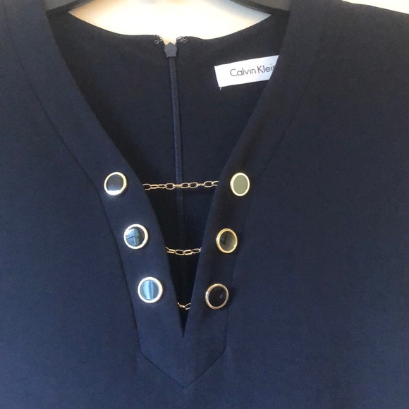 Like-New CK Chain Trim Knee-length Cocktail Dress - Picture 2 of 5